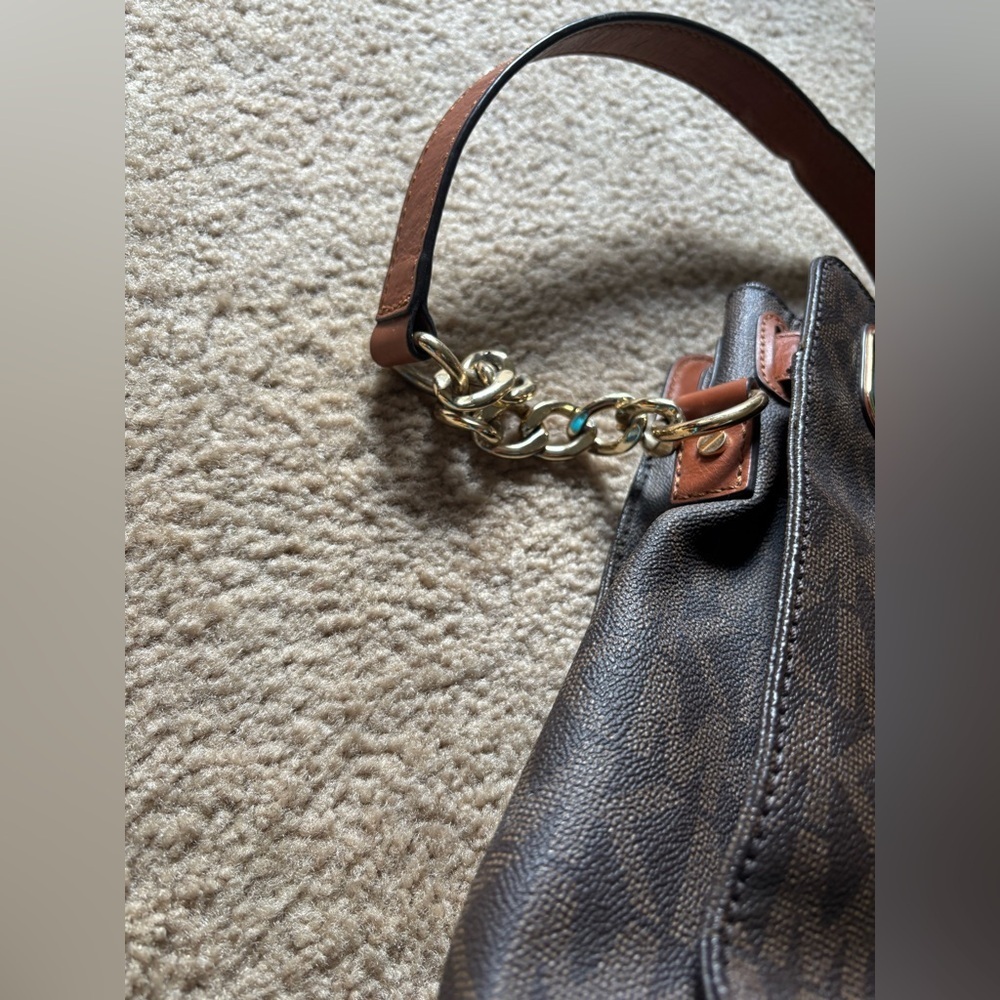 Michael Kors Hamilton Crossbody Tote Brown Purse Bag - Picture 8 of 16